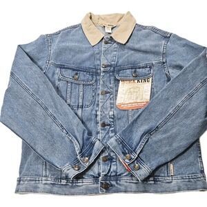 NEW Work King Jean Jacket Corduroy Collar‎ Men's Size M Button Up Denim Blue